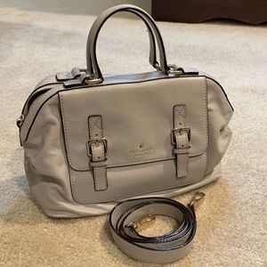 Kate Spade dove gray leather satchel crossbody bag with strap